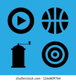 circle icon set about target, ball, qrinder and play arrows vector set