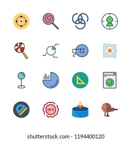 circle icon set. vector set about drop, protractor, target and aim icons set.