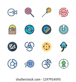 circle icon set. vector set about oxygen, lollipop, sticker and protractor icons set.