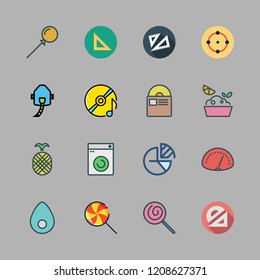 circle icon set. vector set about oxygen, pin, lollipop and protractor icons set.