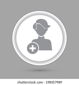 circle icon with a shadow. add friend icon