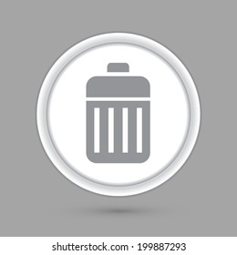 circle icon with a shadow. basket garbage