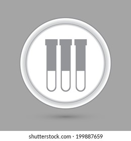 circle icon with a shadow. bulb or beaker symbol chemistry