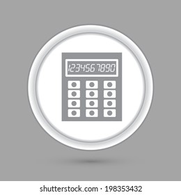circle  icon with a shadow. calculator. office sign