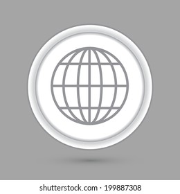 circle icon with a shadow. globe symbol