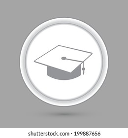 circle icon with a shadow. graduate hat