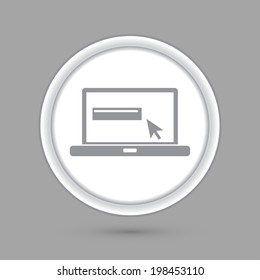 circle icon with a shadow, notebook with symbol web arrow