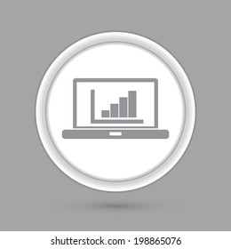 circle icon with a shadow, notebook with symbol diagram