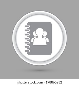 circle icon with a shadow. phone address book