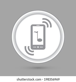 circle icon with a shadow. a ringing phone, the call