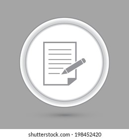 circle icon with a shadow. sheet of paper