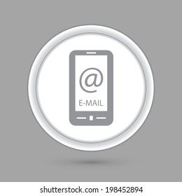 circle icon with a shadow. smartphone with the symbol mail