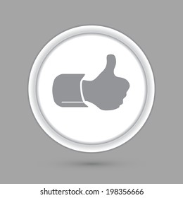 circle icon with a shadow. symbol thumb up