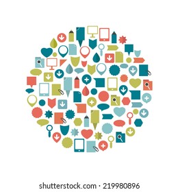 Circle icon shape. Collection of flat icons. 