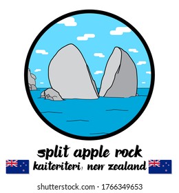 Circle Icon Split Apple Rock. Vector Illustration