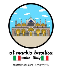 Circle Icon St Mark’s Basilica. Vector illustration