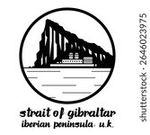 Circle Icon Strait of Gibraltar. Vector Illustration