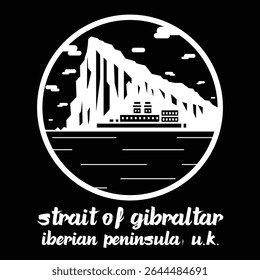 Circle Icon Strait of Gibraltar. Vector Illustration