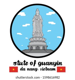 Circle icon Stute of Guanyin. vector illustration