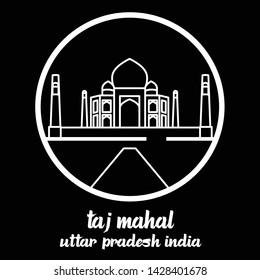 Circle Icon Taj Mahal. vector illustration