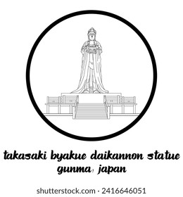 Circle Icon Takasaki Byakue Daikannon. vector illustration