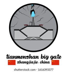 Circle Icon Tianmenshan heaven door Big gate. vector illustration