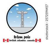 Circle Icon Totem Pole. Vector Illustration
