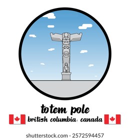 Circle Icon Totem Pole. Vector Illustration
