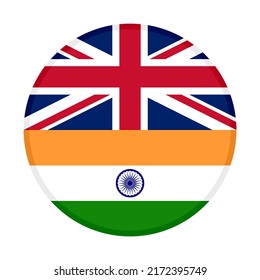 circle icon of union jack and indian flags. vector illustration isolated on white background