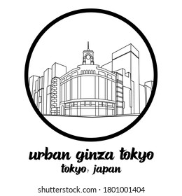 Circle icon Urban Ginza in tokyo Japan icon. vector illustration