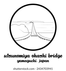 Circle Icon Utsunomiya Ohashi Bridge. Vector illustration