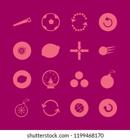 circle icon. circle vector icons set snowballs, recycle sign, target and lemon