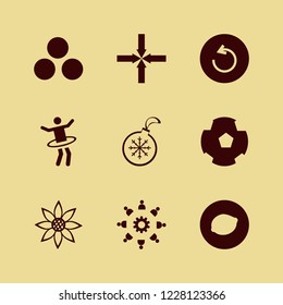 circle icon. circle vector icons set reload arrow, work group gear, lemon and gymnastic hula hoop