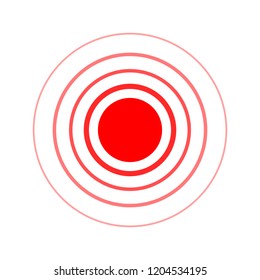 Circle icon. Vector illustration. Touch hand icon. Red of pain symbol