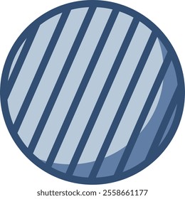 circle icon with vertical lines, transparent background. replaceable blue color design