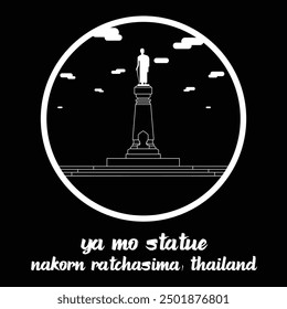 Circle Icon Ya Mo Statue. Vector illustration
