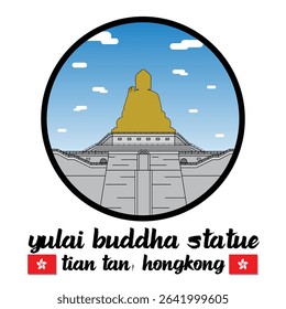 Circle Icon Yulai Buddha Statue. Vector illustration	
