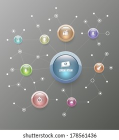 Circle with icons And Communication Background - Vector Illustration, Graphic Design Useful For Your Design, network concept.