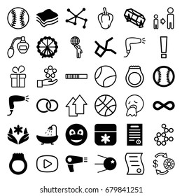 Circle icons set. set of 36 circle filled and outline icons such as ferris wheel, hair dryer, flower, shower, lottery, connection, rings, smiley, eternity, bill of house
