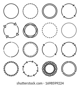 Iconos de círculo en fondo blanco. Vector de estilo de línea