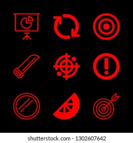 circle icons set with target, camera filter and lemon vector set