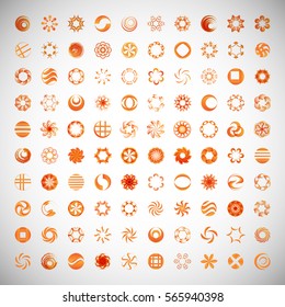 Circle Icons Set-Isolated.Vector Illustration,Graphic Design.Collection Of Abstract Decorative Elements.For App,Web Site,Print,Presentation Templates,Mobile Applications And Promotional Materials