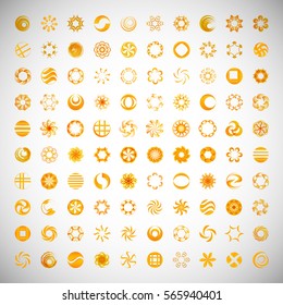 Circle Icons Set-Isolated.Vector Illustration,Graphic Design.Collection Of Abstract Decorative Elements.For App,Web Site,Print,Presentation Templates,Mobile Applications And Promotional Materials