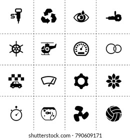 Circle icons. vector collection filled circle icons. includes symbols such as flower, speedometer, fan, taxi, car wiper, jackhummer, gear. use for web, mobile and ui design.