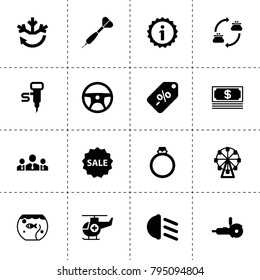 Circle icons. vector collection filled circle icons. includes symbols such as businessmen group, steering wheel, air conditioning. use for web, mobile and ui design.