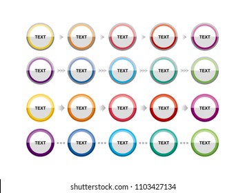 Circle icons for writing text.Button icons for various colors for writing.Diagram icons in different colors.