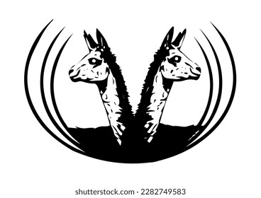 circle with ilama head logo design Tamplet Vectors Illustrations