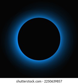 Circle illuminate frame with gradient. Blue round neon banner isolated on black background. Vector illustration