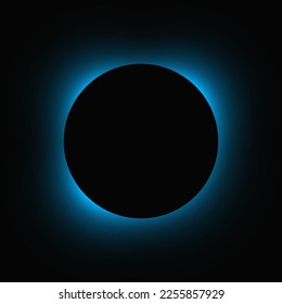 Circle illuminate frame with gradient. Blue round neon banner isolated on black background. Vector illustration