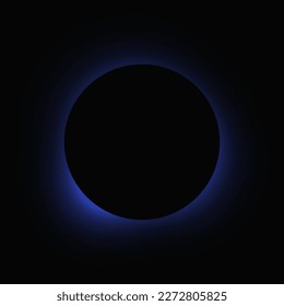 Circle illuminate frame with gradient. Blue round neon banner isolated on black background. Vector illustration